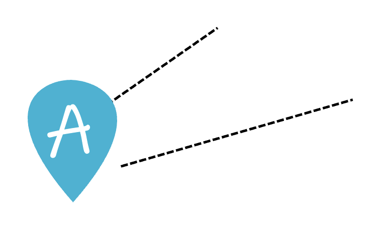 Figure of point A and a sector. This represents the starting point of a strategic where the sector defines strategic direction.