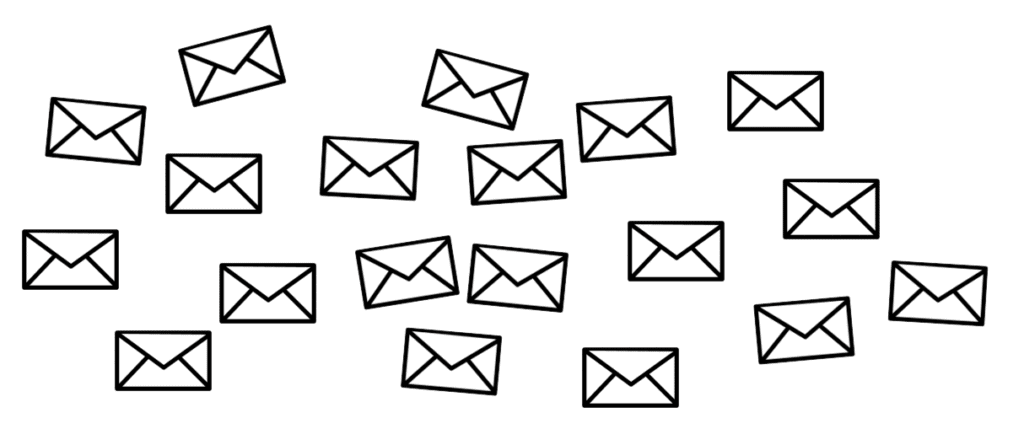 Unorganized letter representing emails that have not been sorted in an inbox.