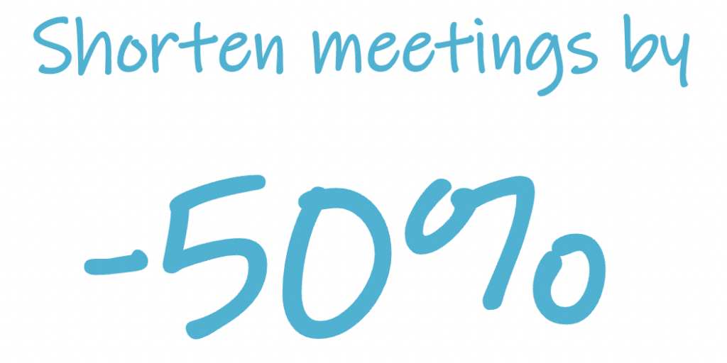 Text: Shorten meeting by 50%
