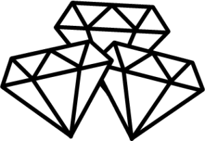 Drawing of three diamonds